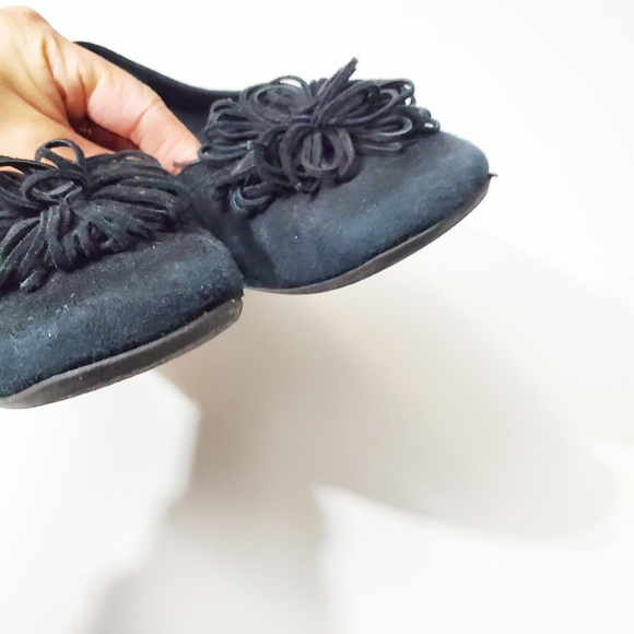 🌼 FS/NY French Sole New York Suede Pom Pom Flat - Picture 3 of 5